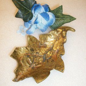 Vintage Brass Oak Leaf & Acorn Trinket Dish Tray 7" X 4" Marked 804 Wayne?